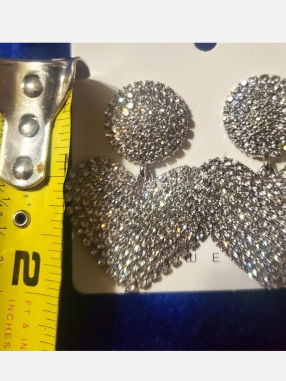 New Crystal Heart Drop Earrings - Gold Tone - Picture 2 of 2